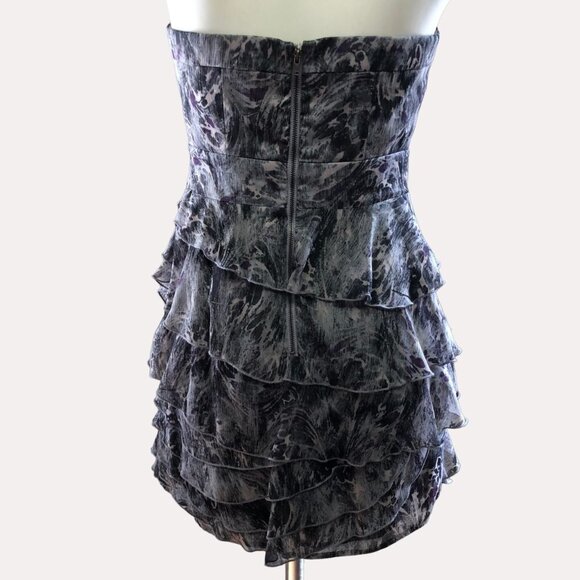 Guess Ruffled Strapless Grey Party Dress Size 7 - Picture 3 of 10